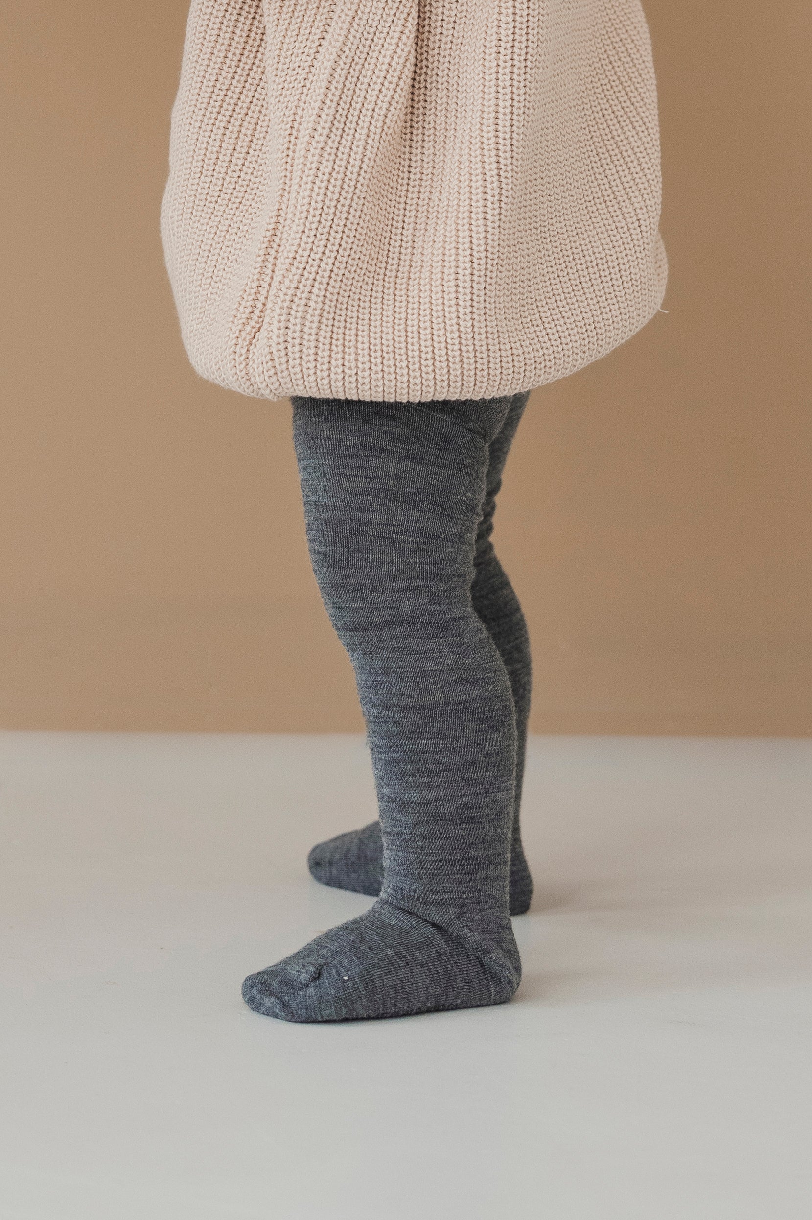 MERINO WOOL TIGHTS GREY MELANGE