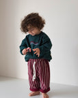 WARM STRIPED PANTS BURGUNDY