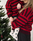 MOM WOOL KNIT PULLI STRIPED BURGUNDY/CHERRY