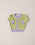 CHUNKY KNIT CARDIGAN LIME LAVENDER