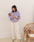 MOM CHUNKY KNIT PULLI LAVENDER CREAM