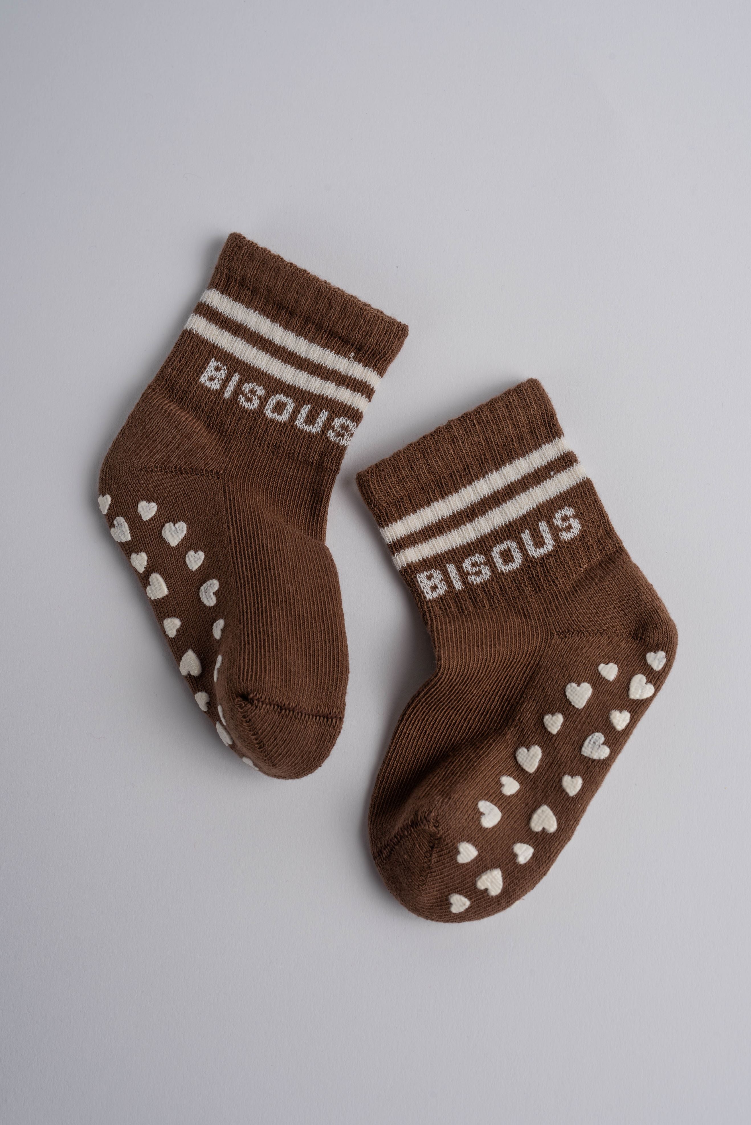 WARM ANTI-SLIP SOCKS BISOUS BROWN