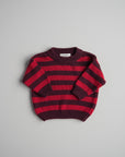 WOOL KNIT PULLI STRIPED BURGUNDY/CHERRY