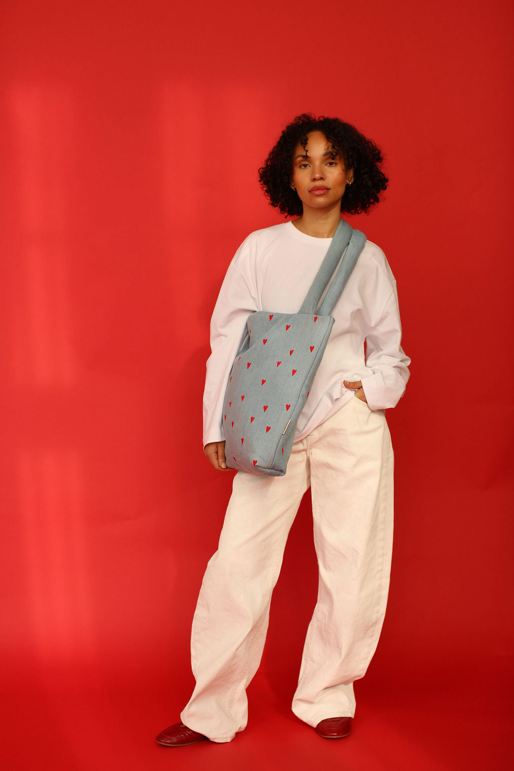 MOM BAG DENIM HEARTS