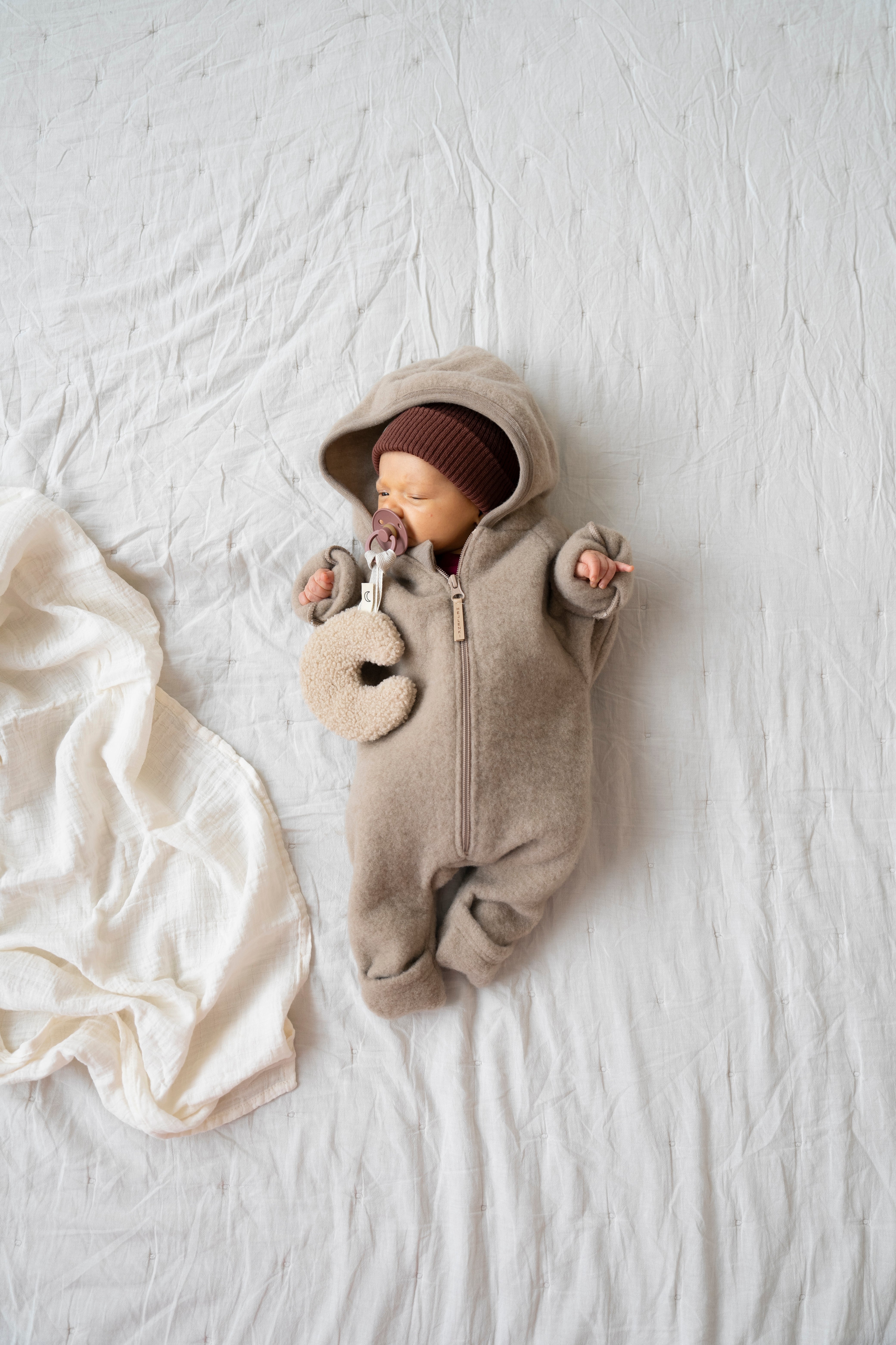 MERINO WOOL FLEECE OVERALL BEIGE