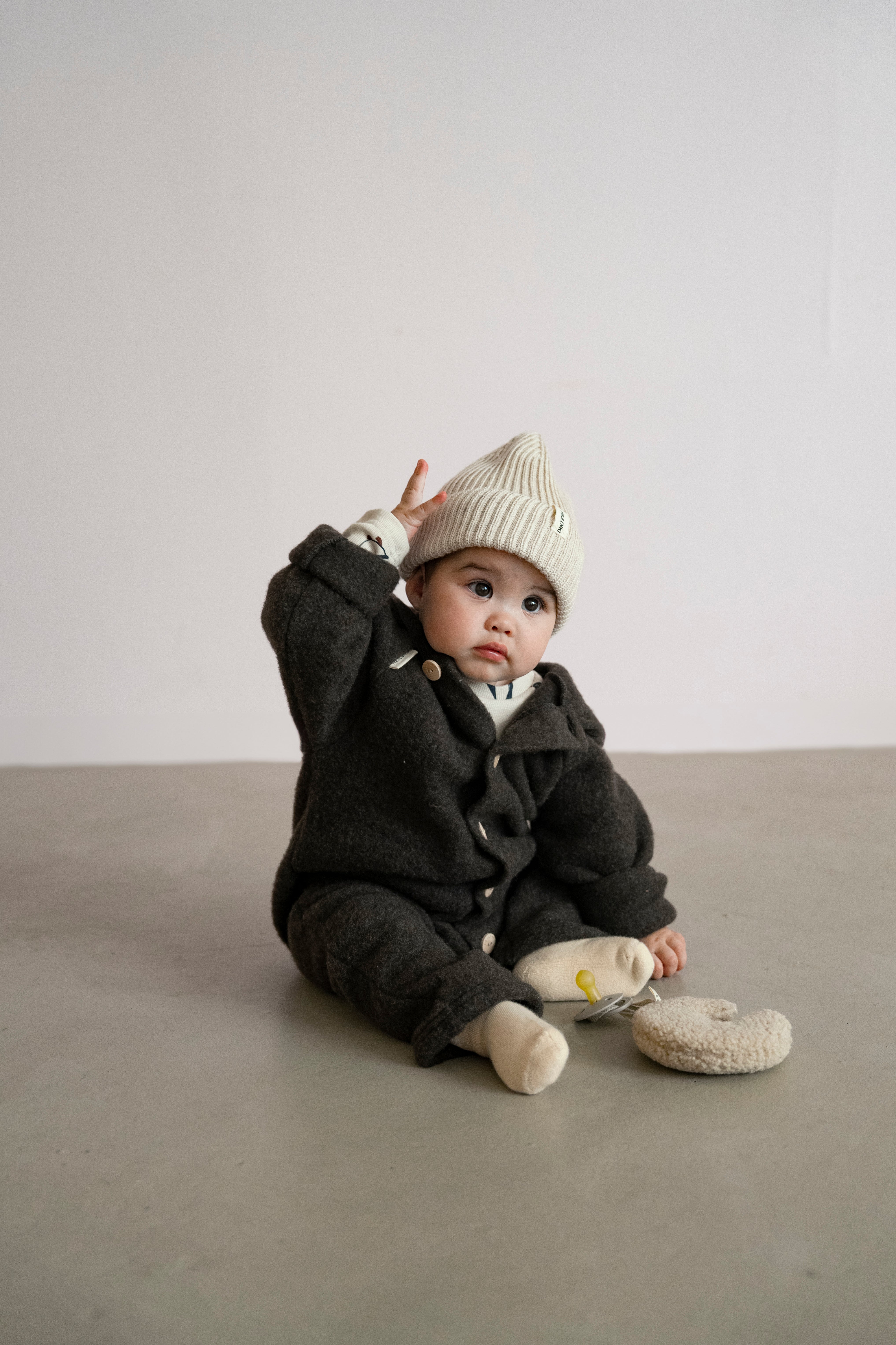 MERINO WOOL FLEECE OVERALL CHOCOLATE BROWN