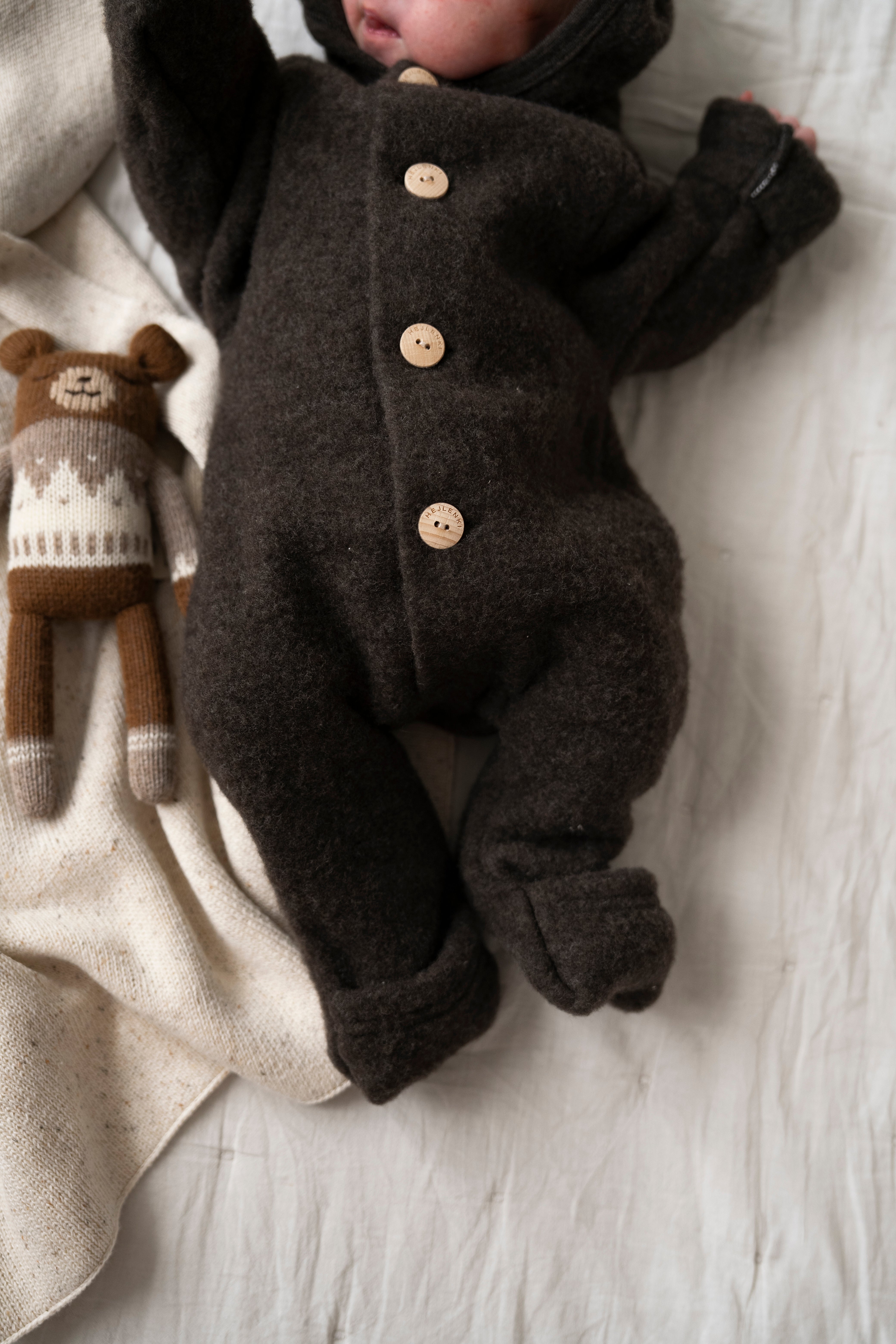 MERINO WOOL FLEECE OVERALL CHOCOLATE BROWN