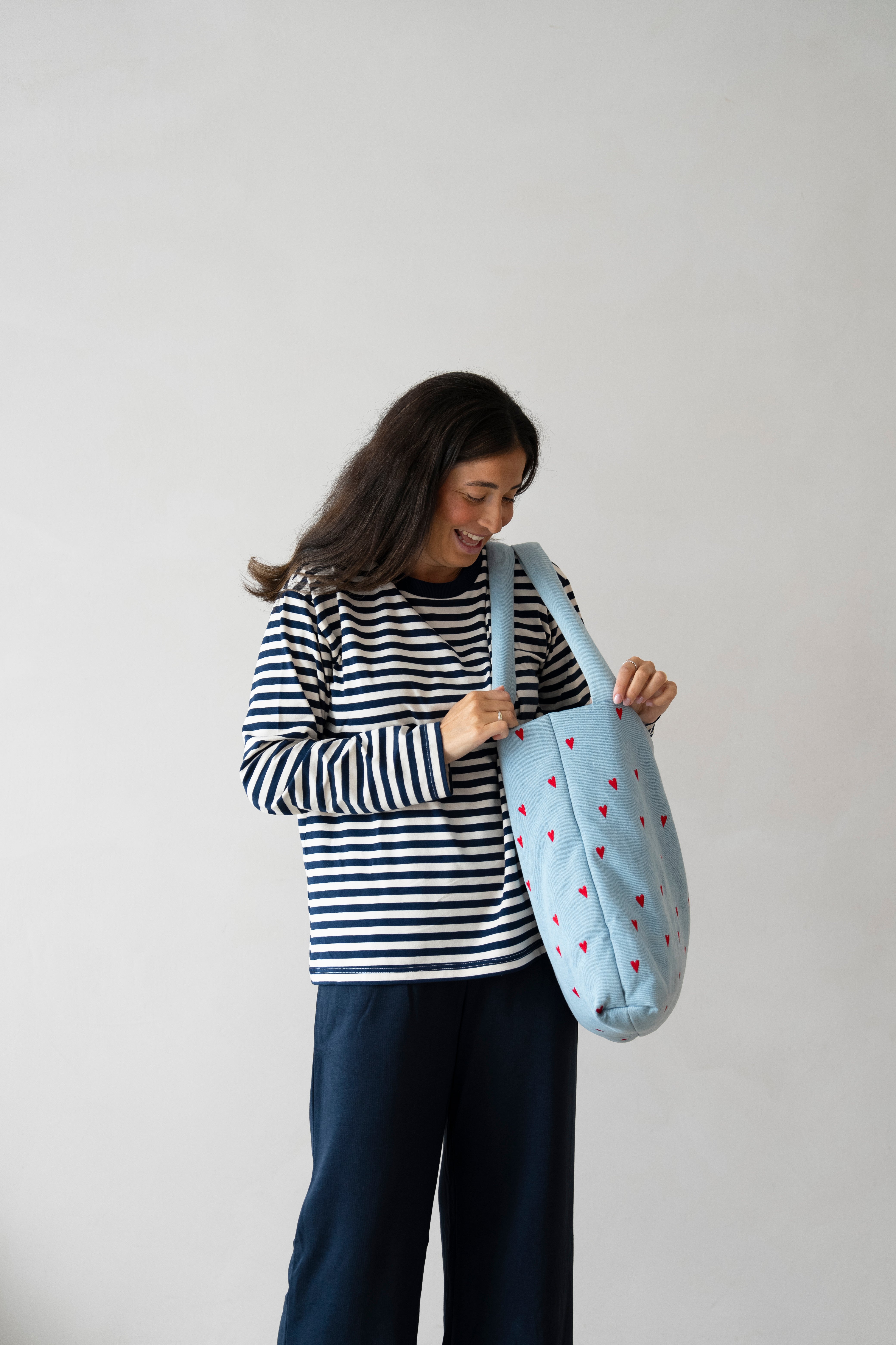 MOM BAG DENIM HEARTS