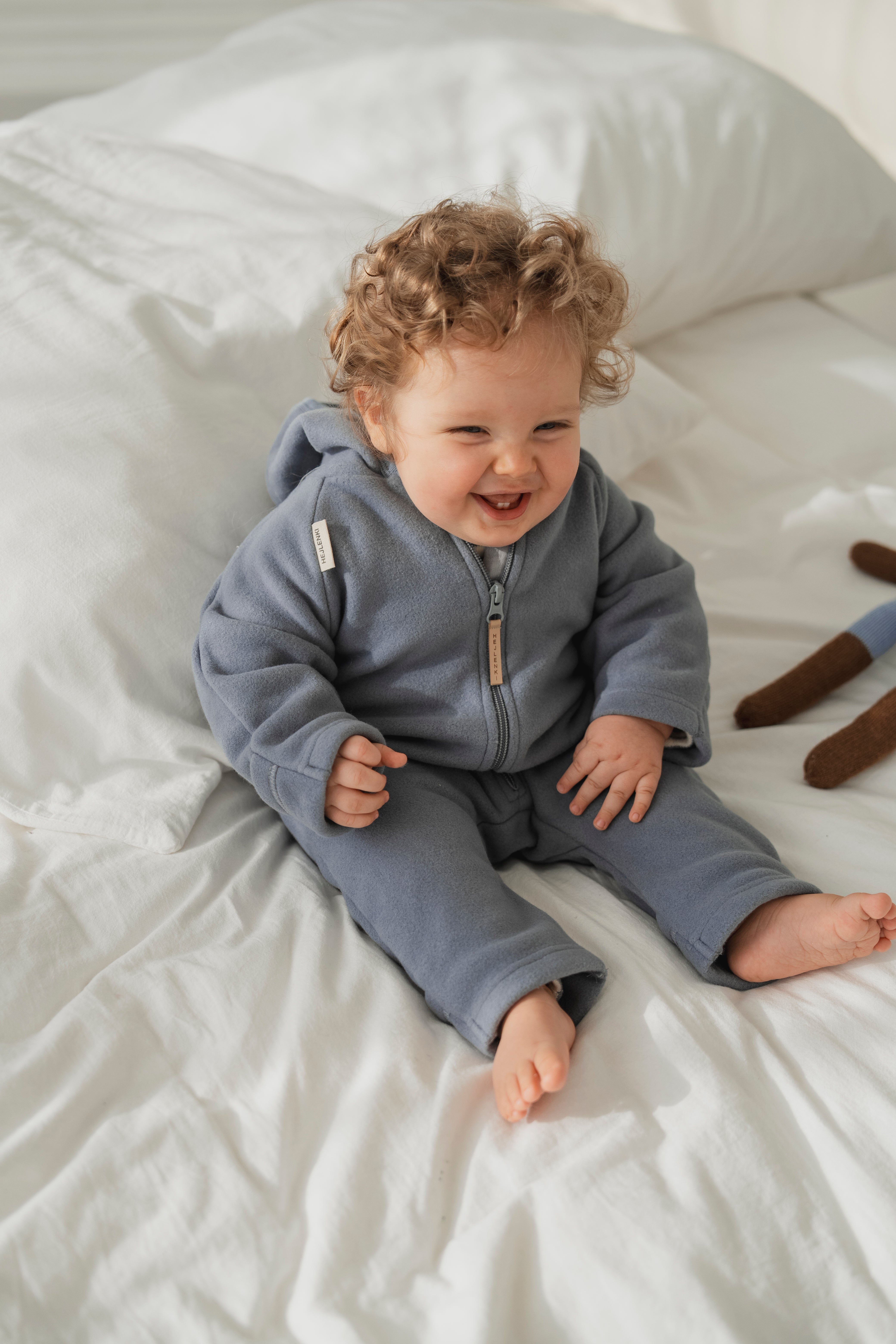 ORGANIC FLEECE OVERALL DUSTY BLUE