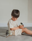 OVERSIZE KNIT SHORTS STRIPED SAND