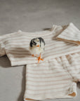 OVERSIZE KNIT SHORTS STRIPED SAND