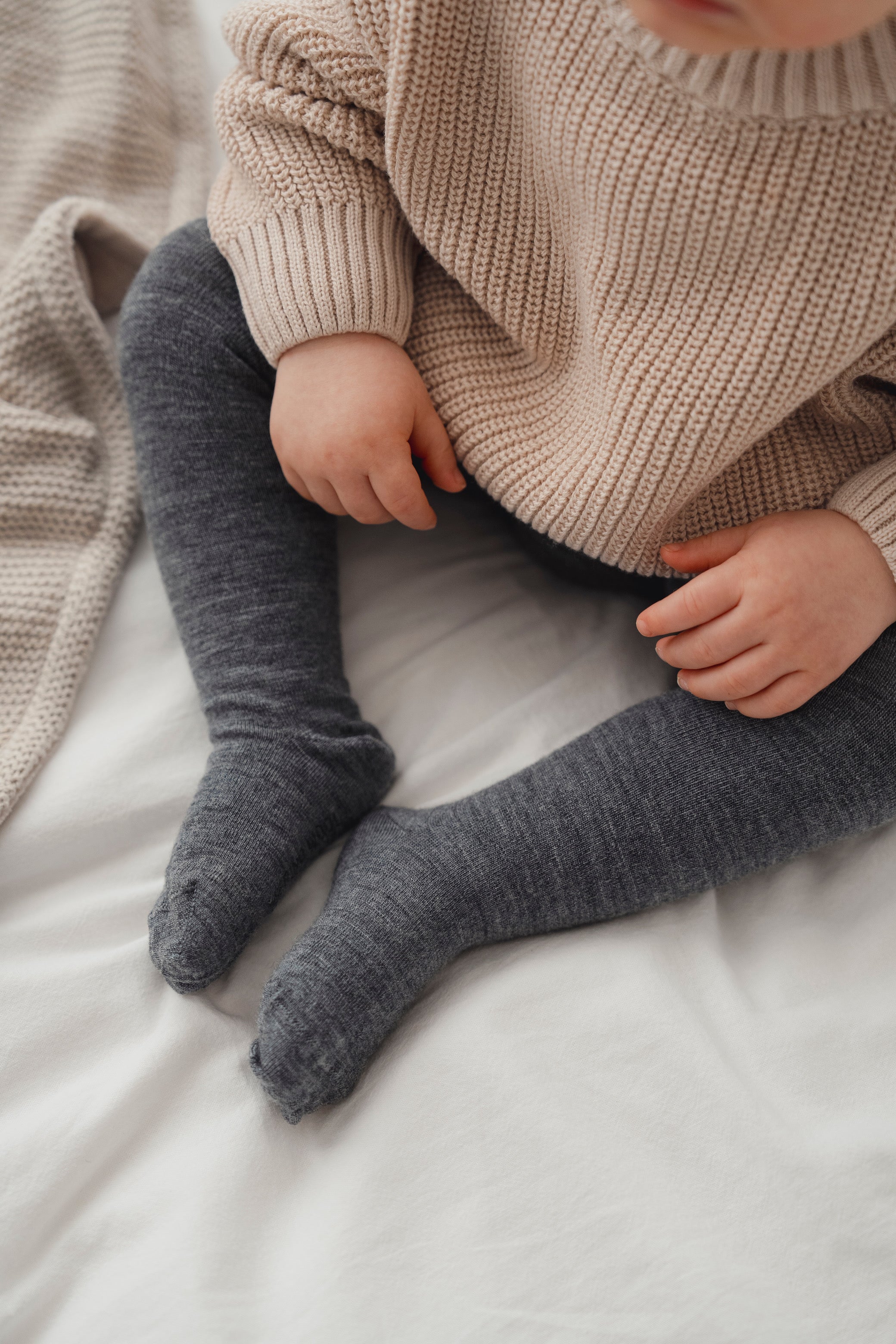 MERINO WOOL TIGHTS GREY MELANGE