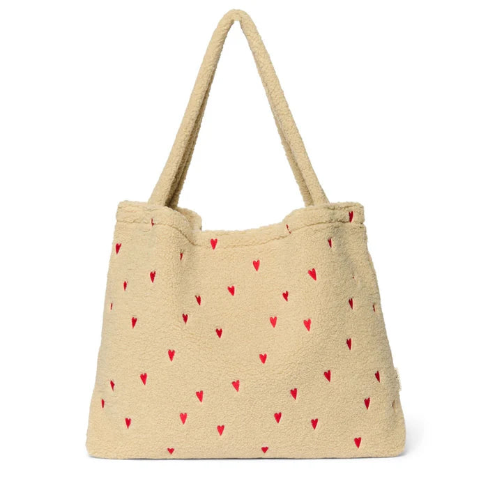 MOM BAG HEARTS TEDDY ECRU