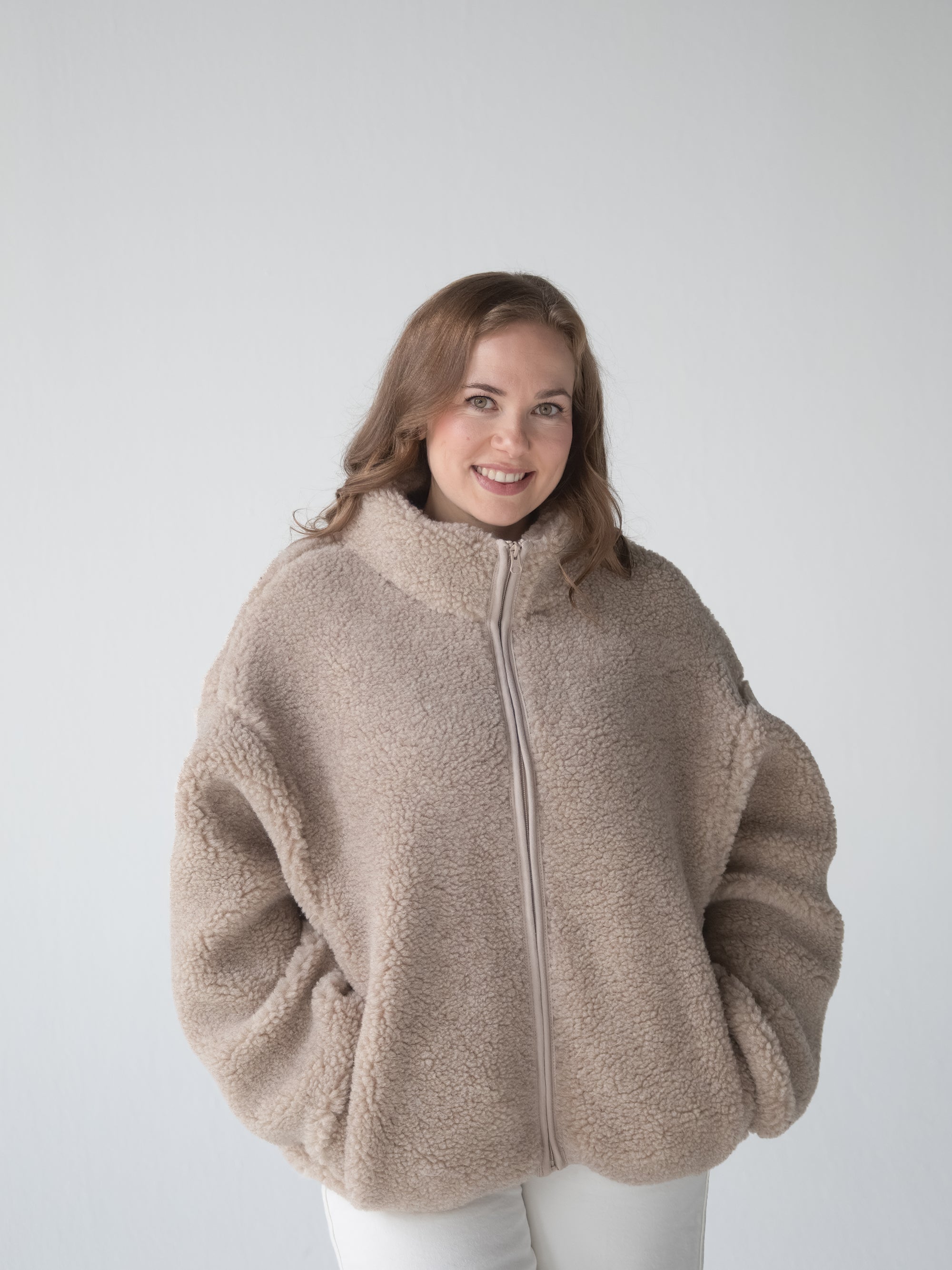 MERINO TEDDY WOMEN JACKET BEIGE