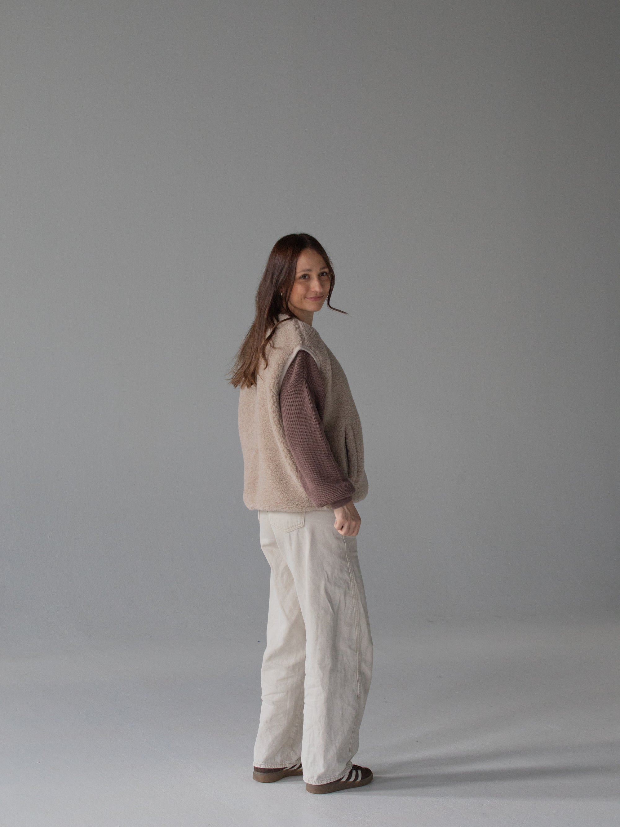 MERINO TEDDY VEST WOMEN BEIGE