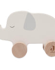 WOODEN ELEPHANT ON WHEELS
