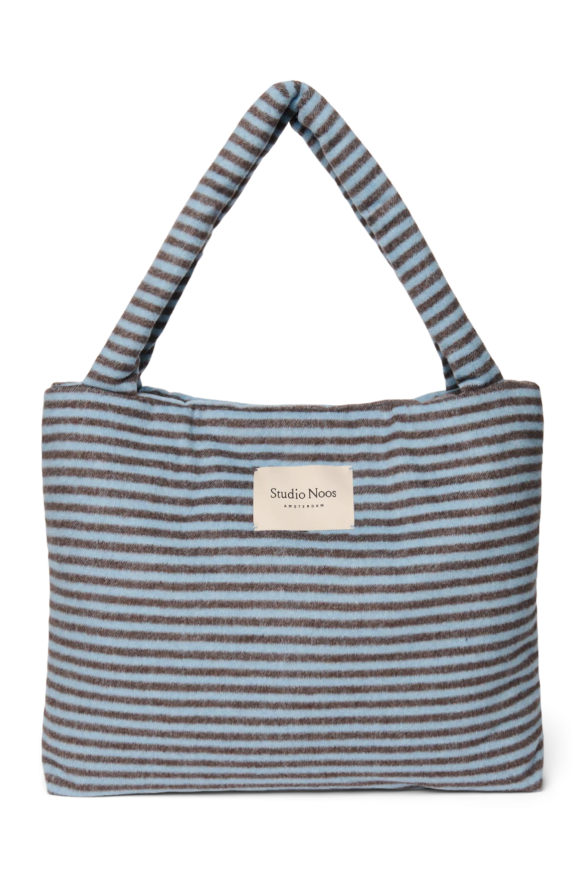 MOM BAG LIGHT BLUE BROWN STRIPY WOOL