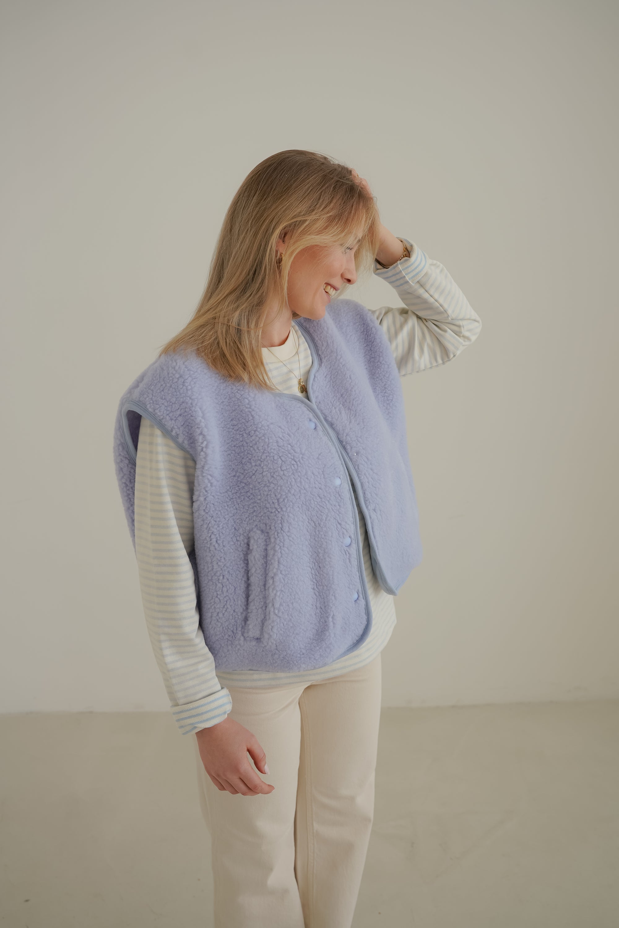 MERINO TEDDY VEST WOMEN GLAZE