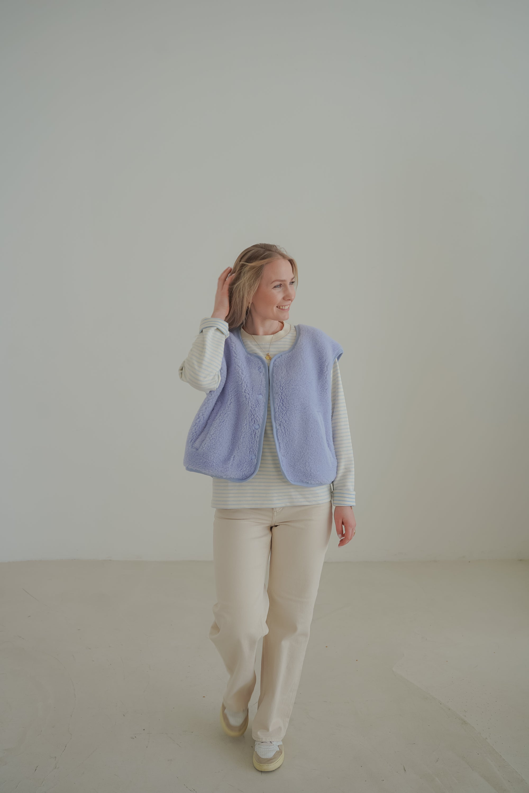 MERINO TEDDY VEST WOMEN GLAZE