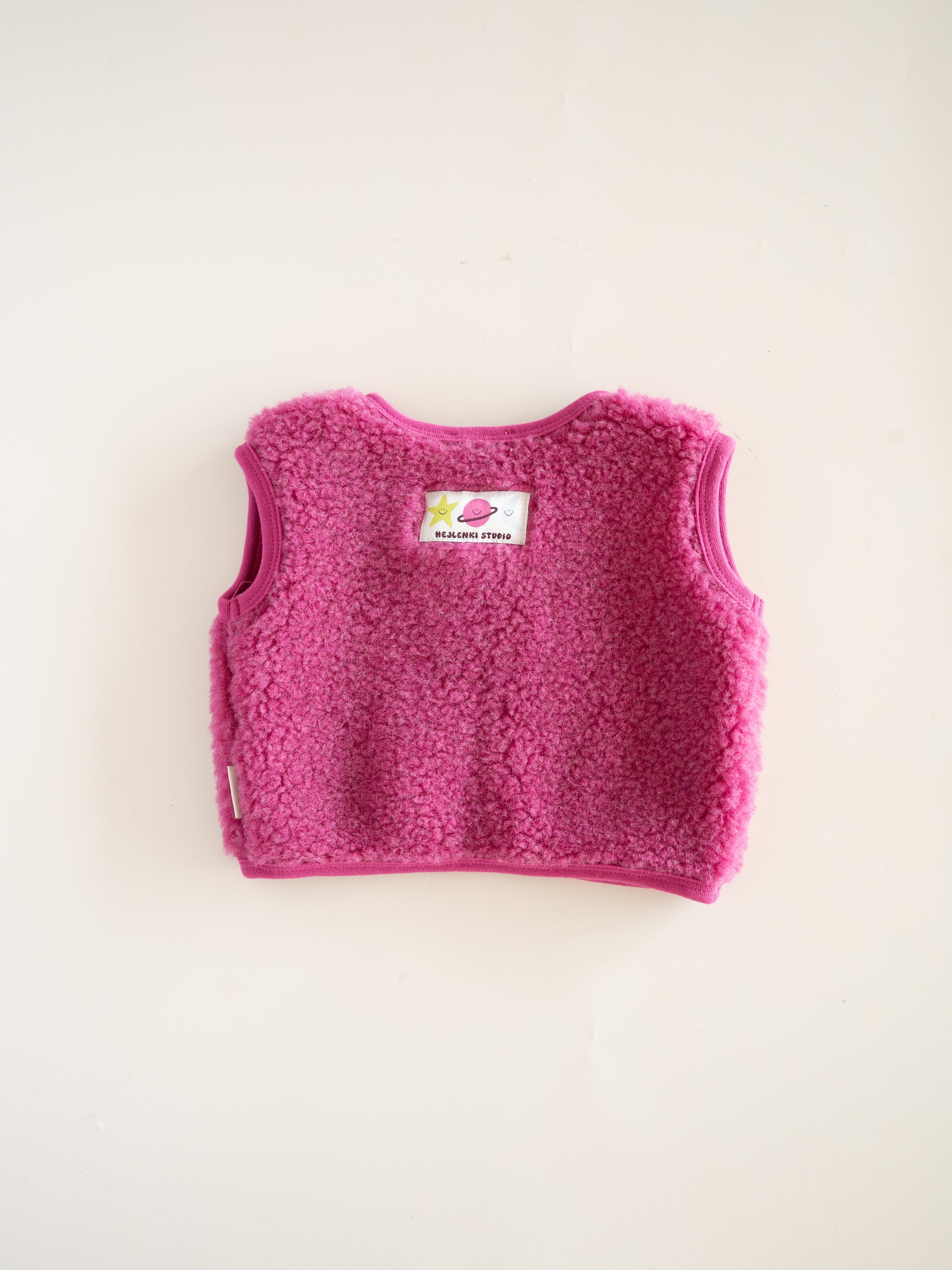 MERINO TEDDY VEST PINK