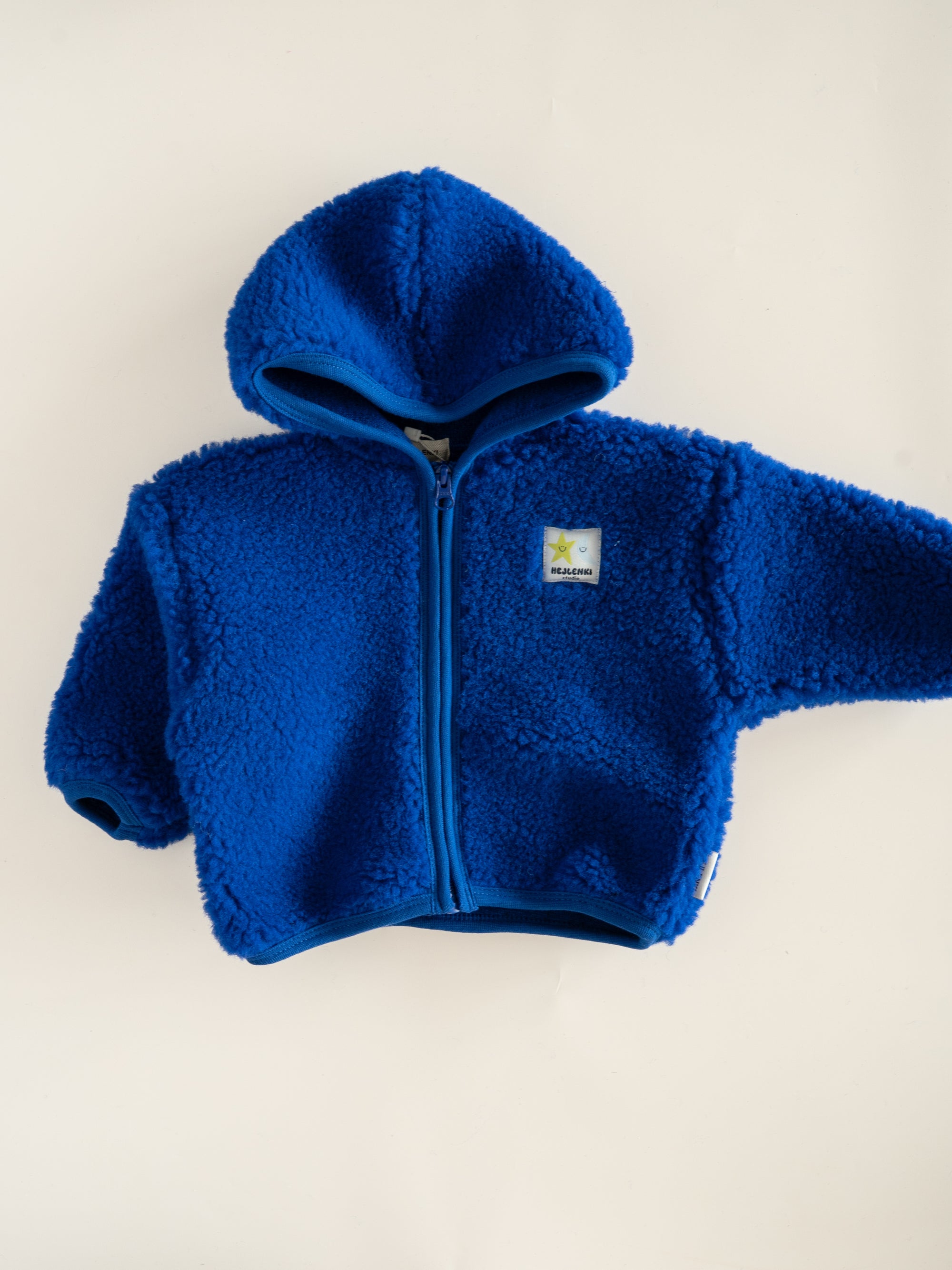 MERINO WOOL TEDDY JACKET BLU