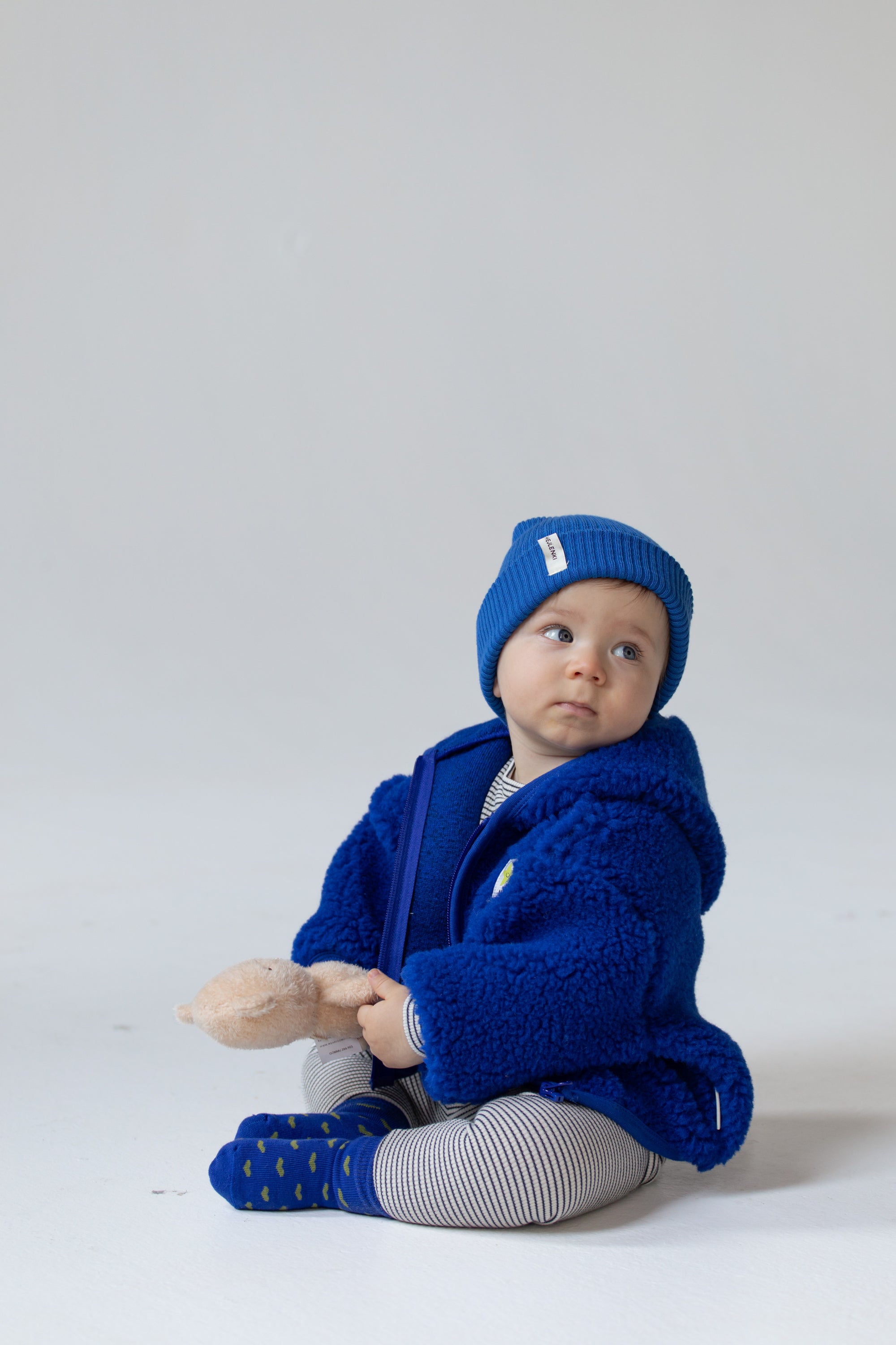 MERINO WOOL TEDDY JACKET BLU