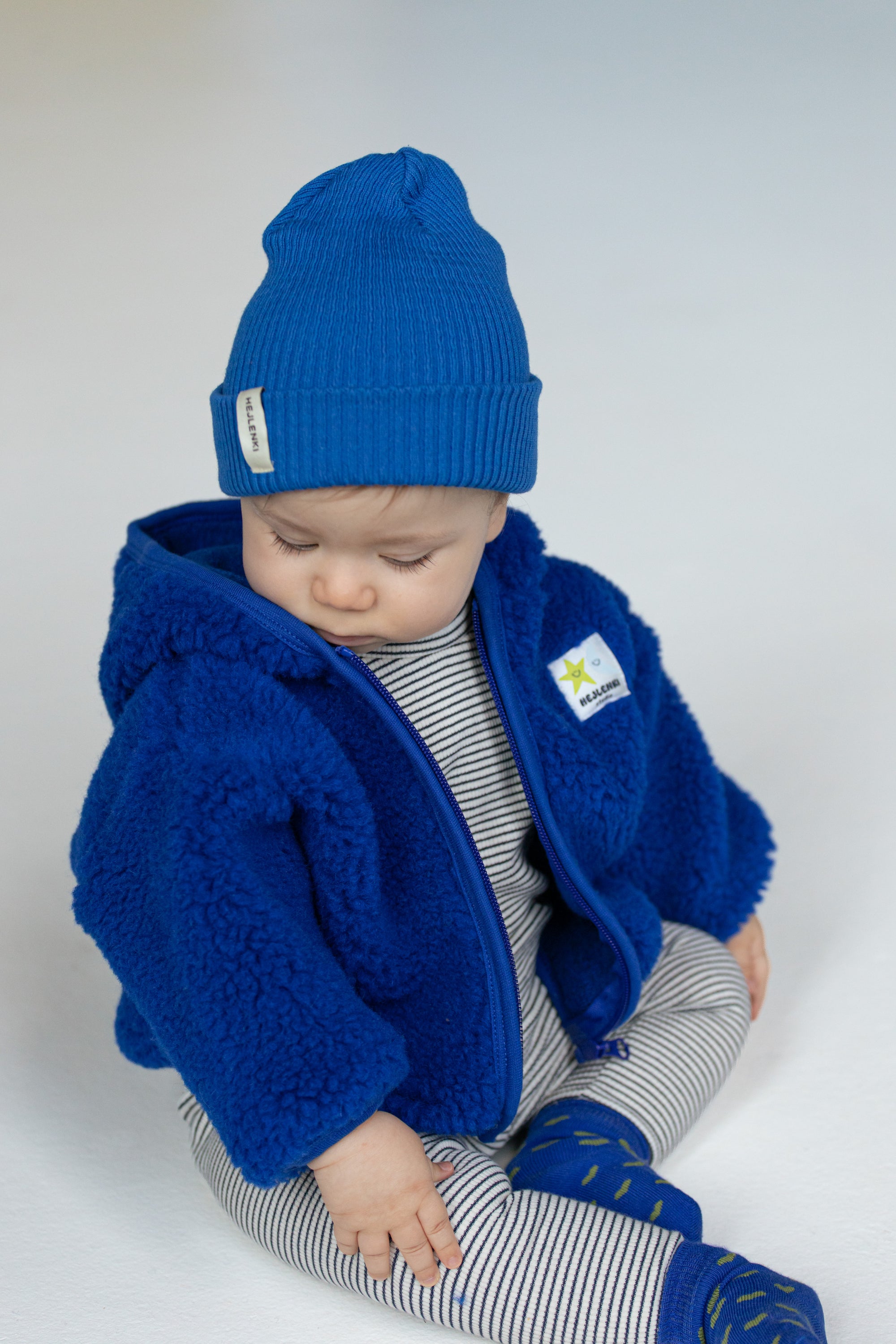 MERINO WOOL TEDDY JACKET BLU