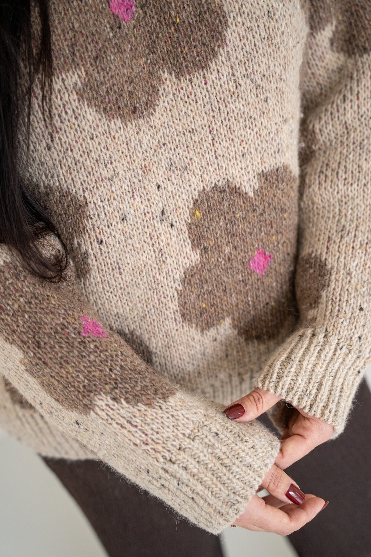 WOMEN FLOWER WOOL KNIT PULLI