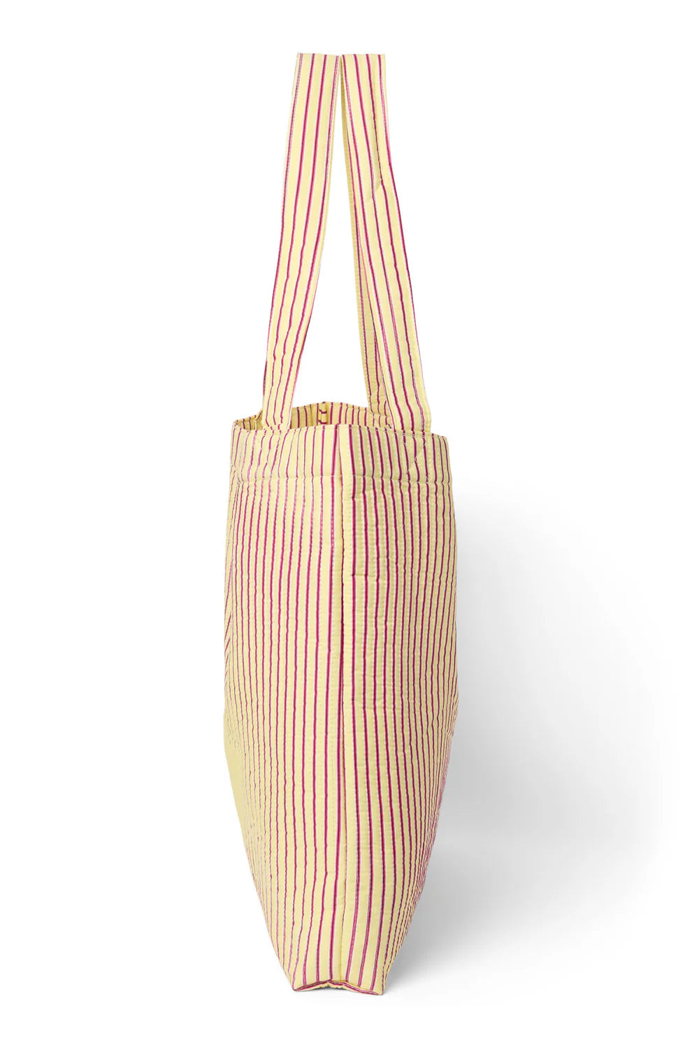 BUTTER YELLOW STRIPED POPLIN MOM BAG