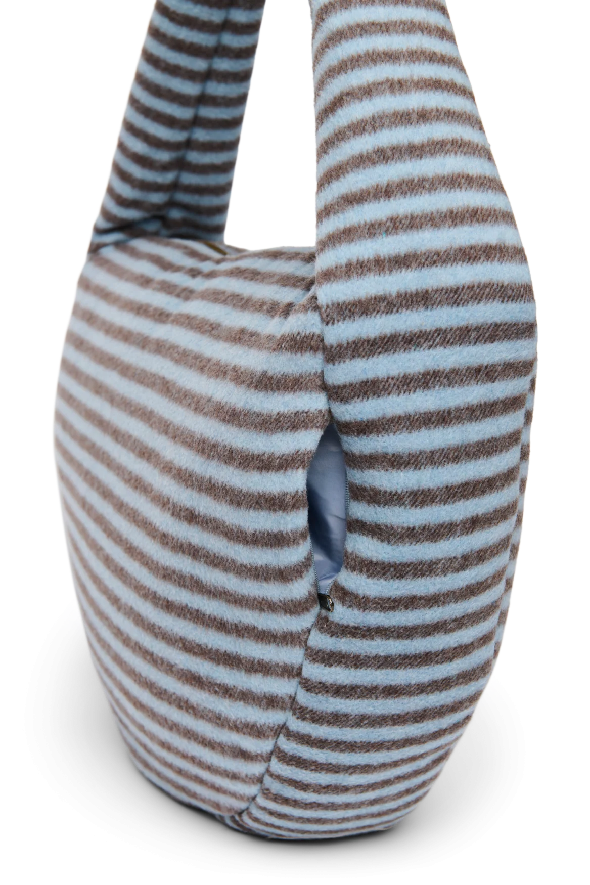 LIGHT BLUE BROWN STRIPY WOOL CROSS BODY BAG