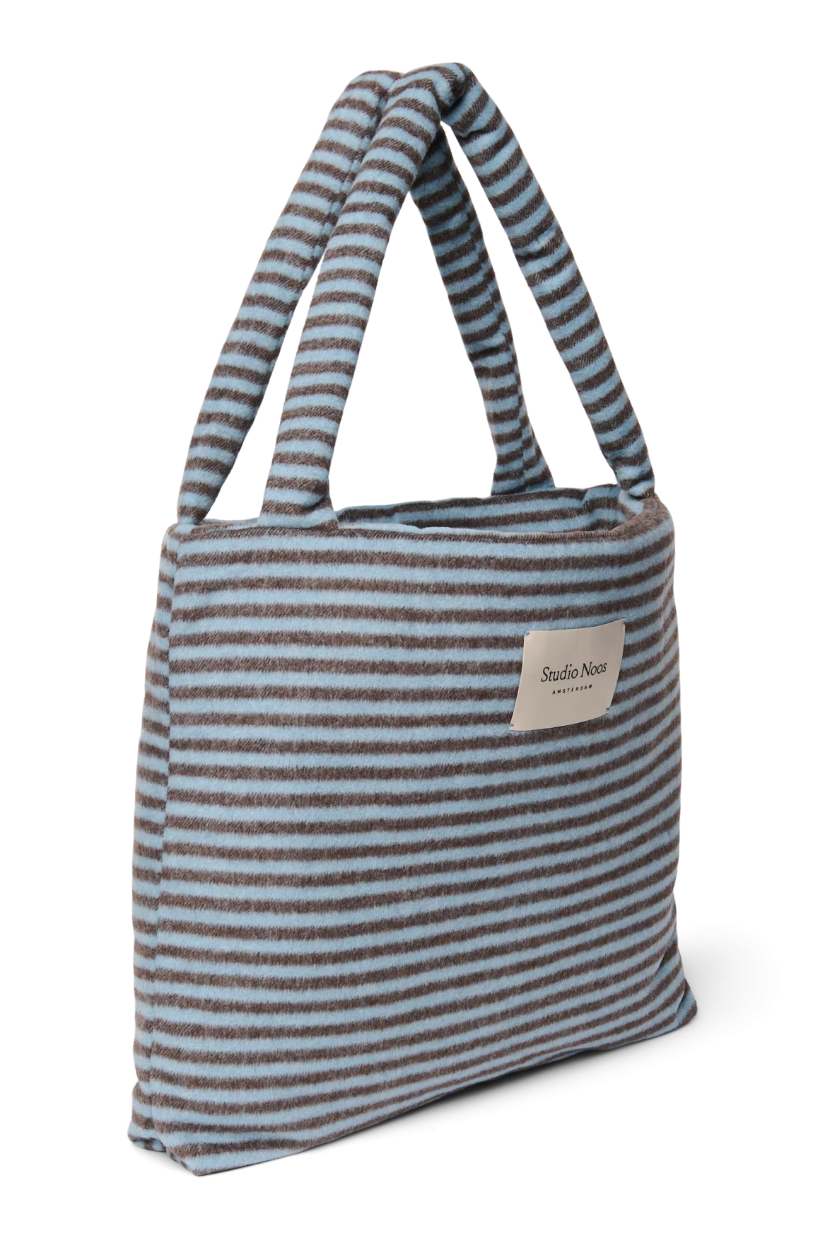 MOM BAG LIGHT BLUE BROWN STRIPY WOOL