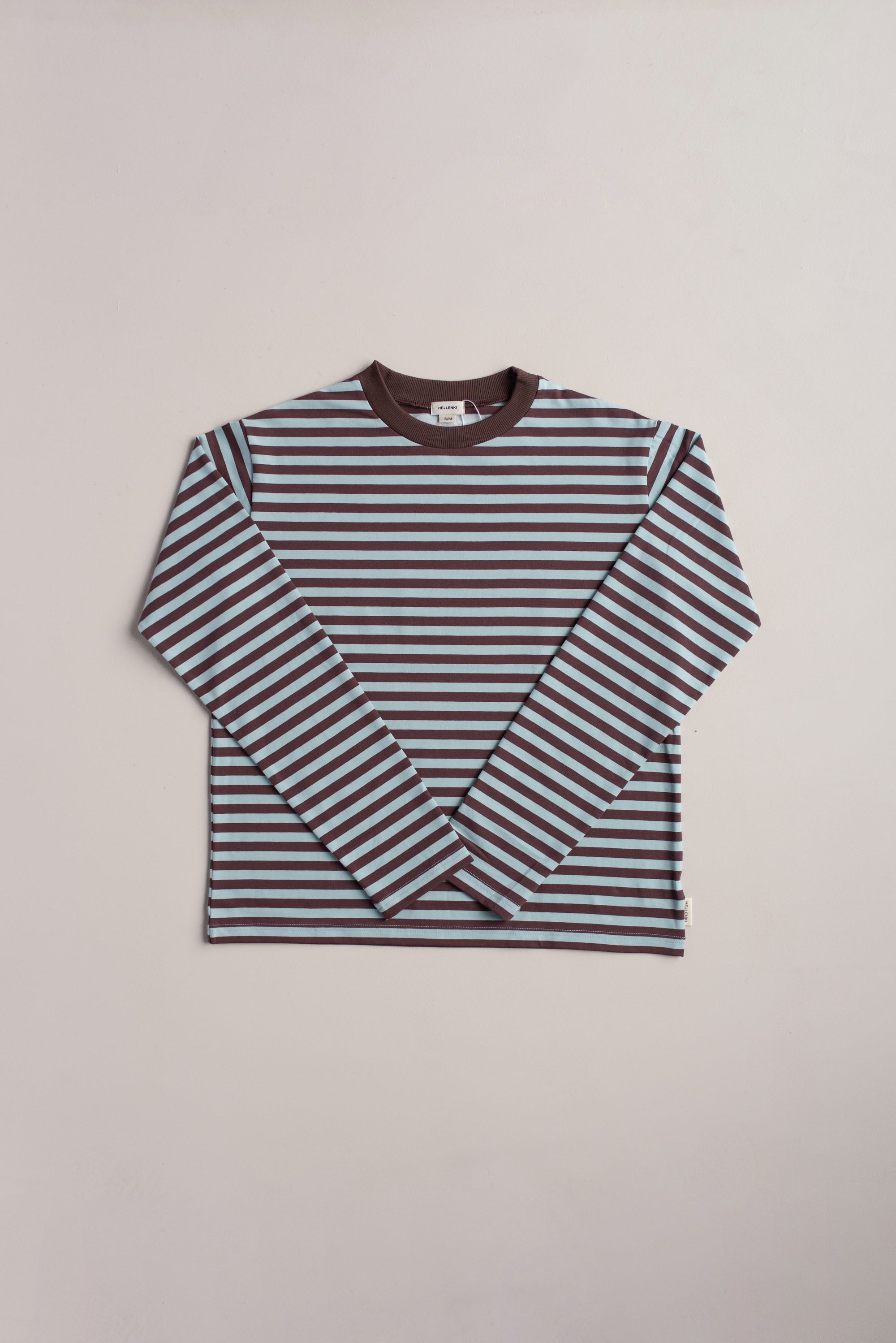MEN OVERSIZE STRIPED LONGSLEEVE AQUA/BROWN