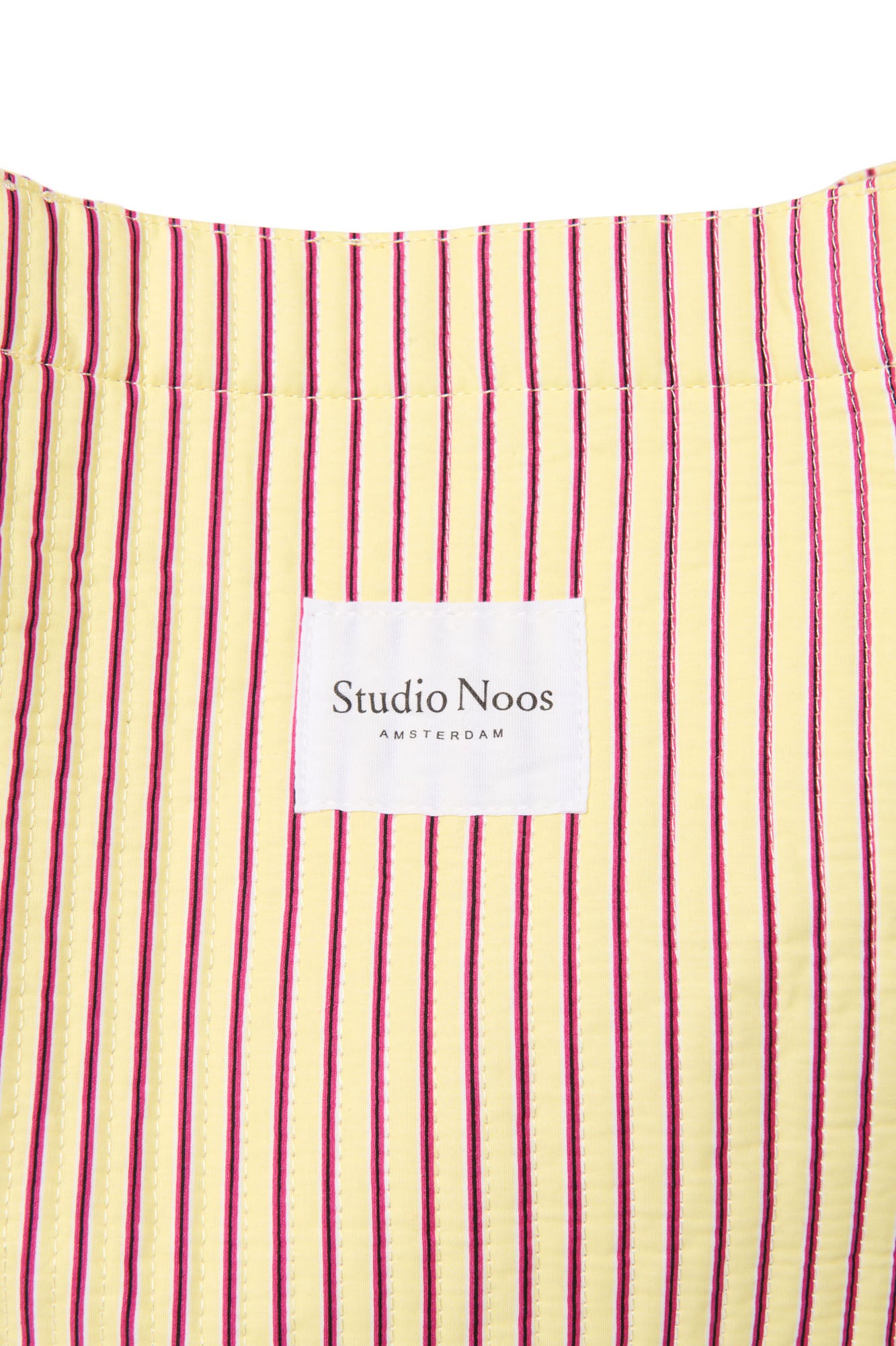 BUTTER YELLOW STRIPED POPLIN MOM BAG