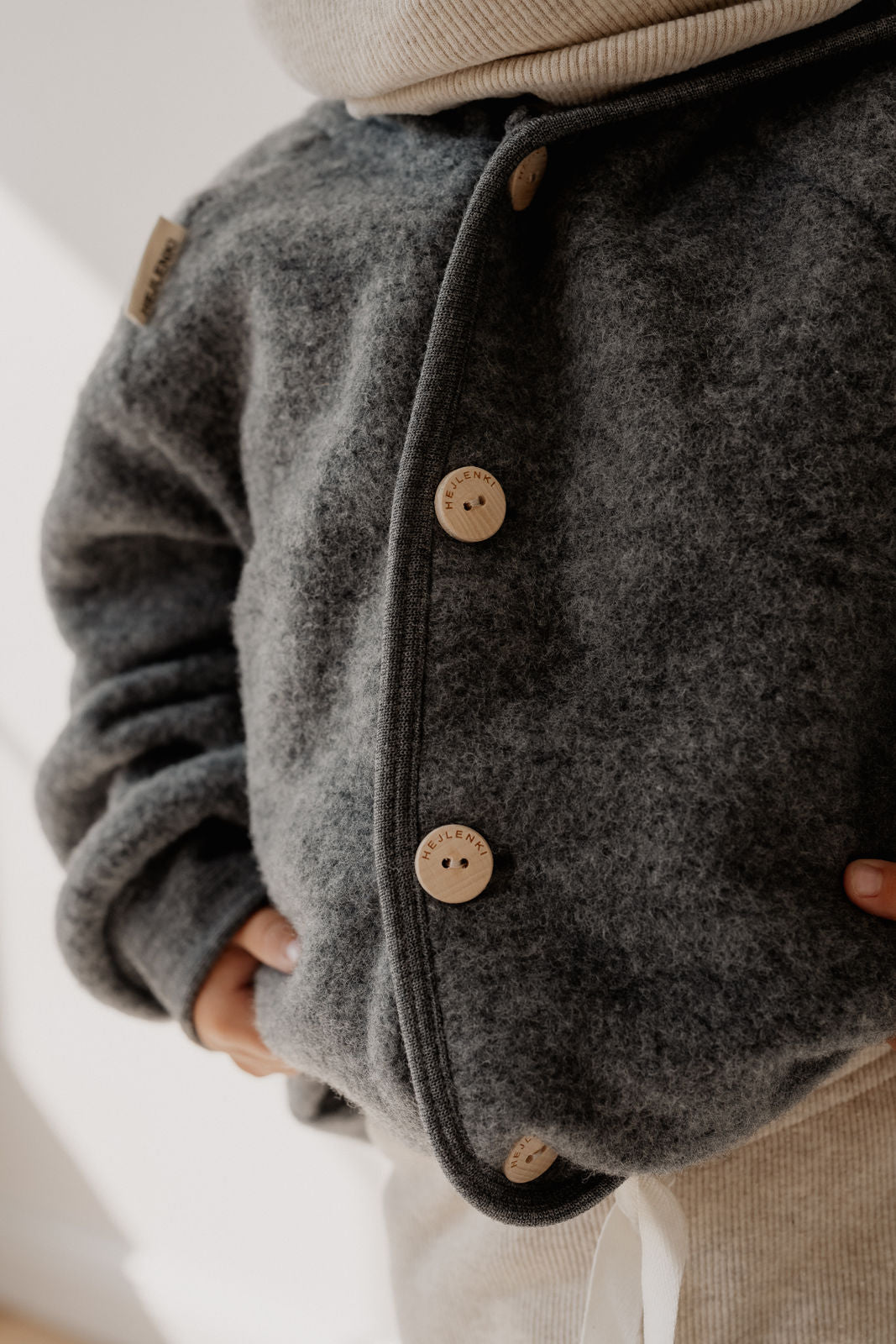 MERINO WOOL FLEECE JACKET SLATE GREY