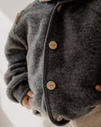 MERINO WOOL FLEECE JACKET SLATE GREY