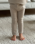 PURE WOOL LEGGINGS STRIPES BEIGE MELANGE