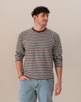 MEN OVERSIZE STRIPED LONGSLEEVE AQUA/BROWN