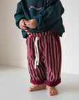 WARM STRIPED PANTS BURGUNDY