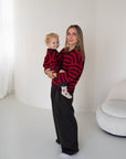 MOM WOOL KNIT PULLI STRIPED BURGUNDY/CHERRY