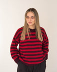MOM WOOL KNIT PULLI STRIPED BURGUNDY/CHERRY
