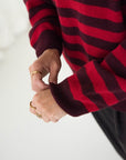 MOM WOOL KNIT PULLI STRIPED BURGUNDY/CHERRY
