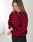 MOM WOOL KNIT PULLI STRIPED BURGUNDY/CHERRY