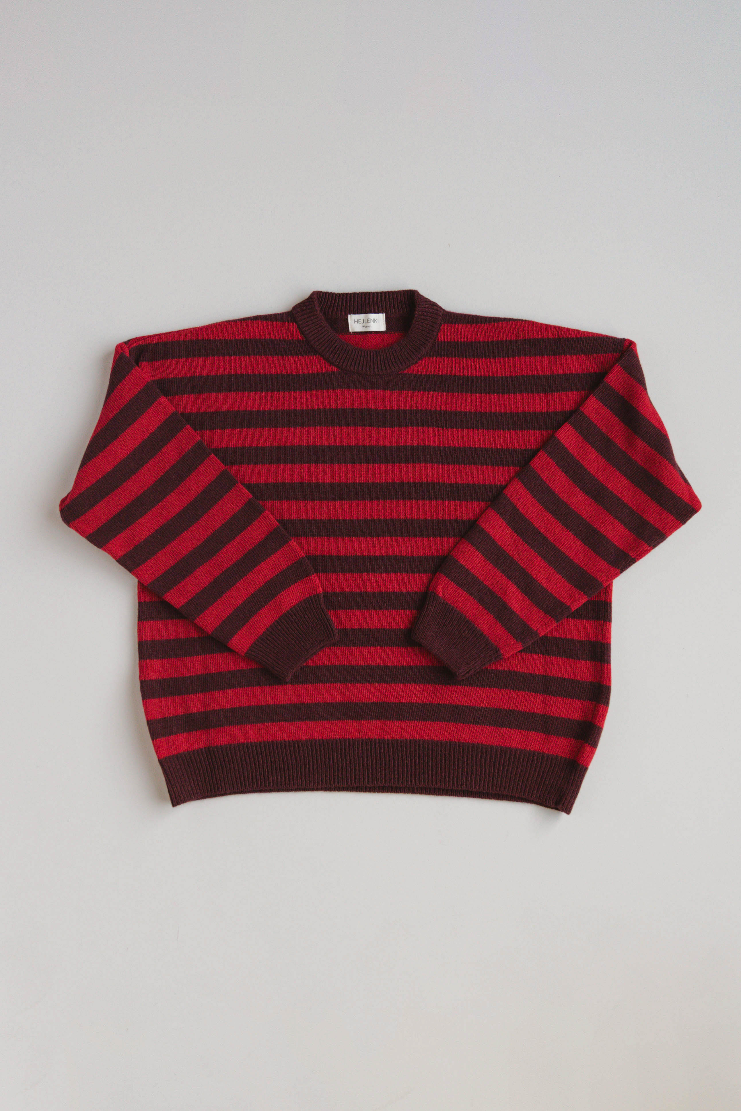 MOM WOOL KNIT PULLI STRIPED BURGUNDY/CHERRY