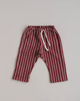 WARM STRIPED PANTS BURGUNDY