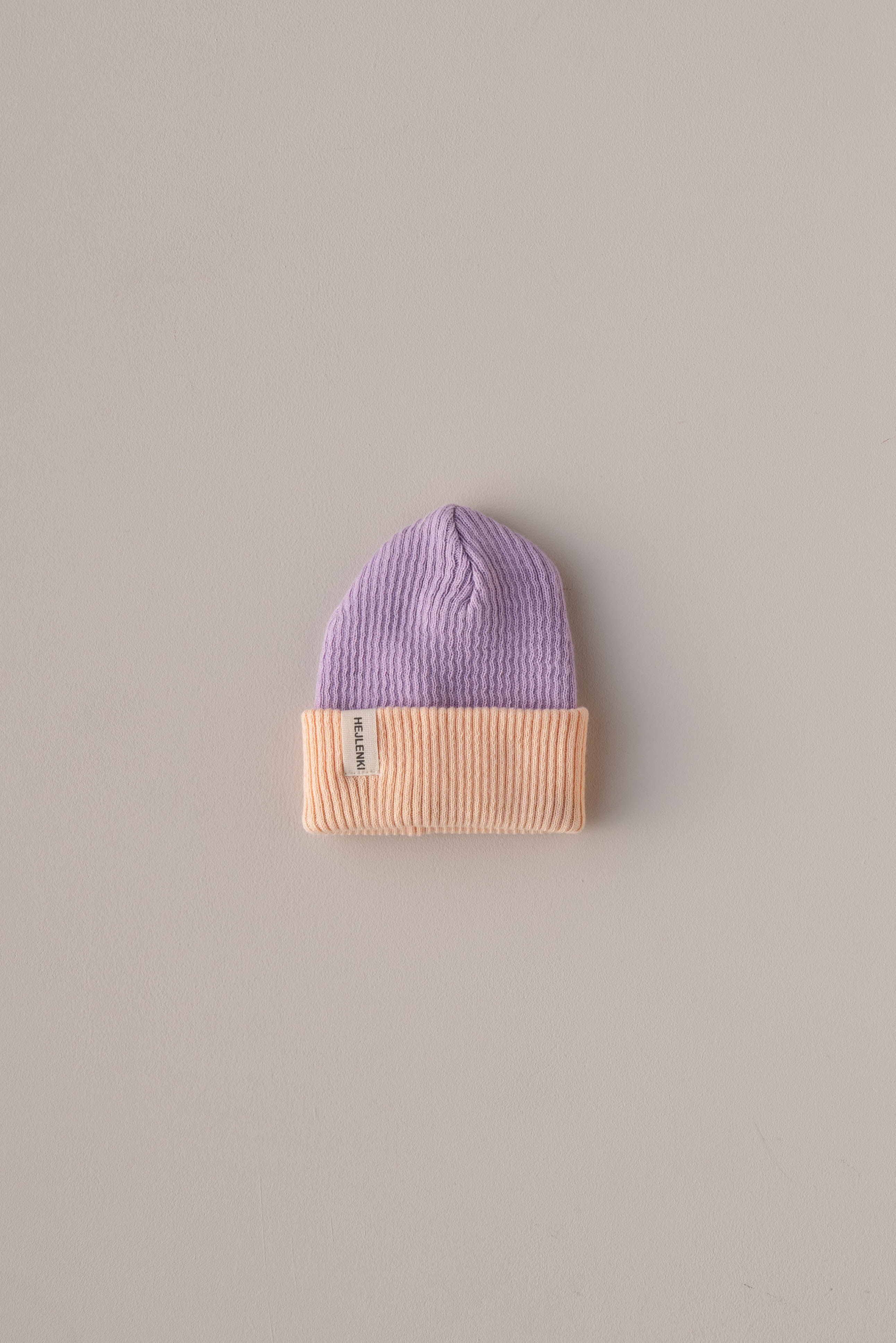KNIT BEANIE PEACH LAVENDER