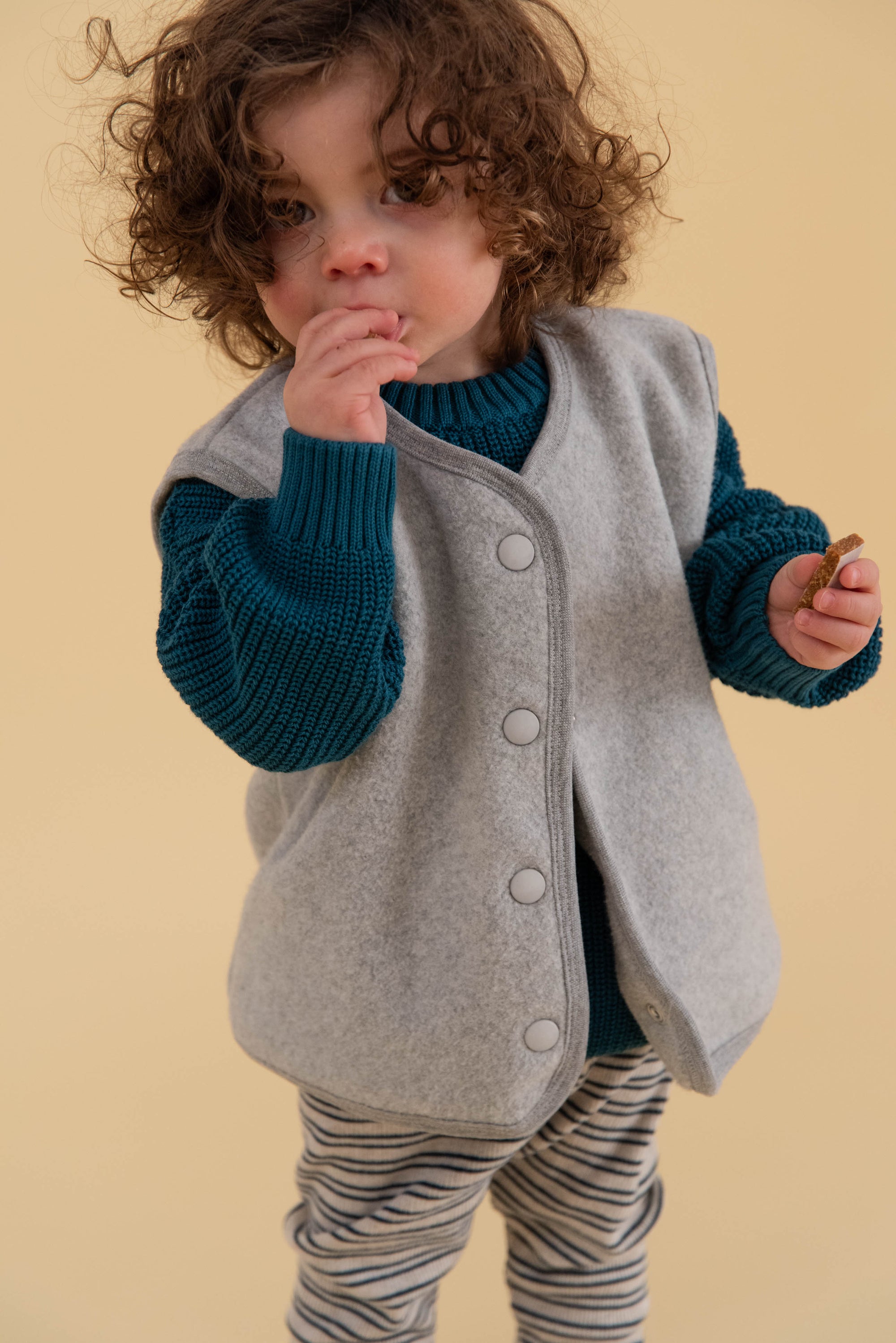 COTTON FLEECE VEST BERRY