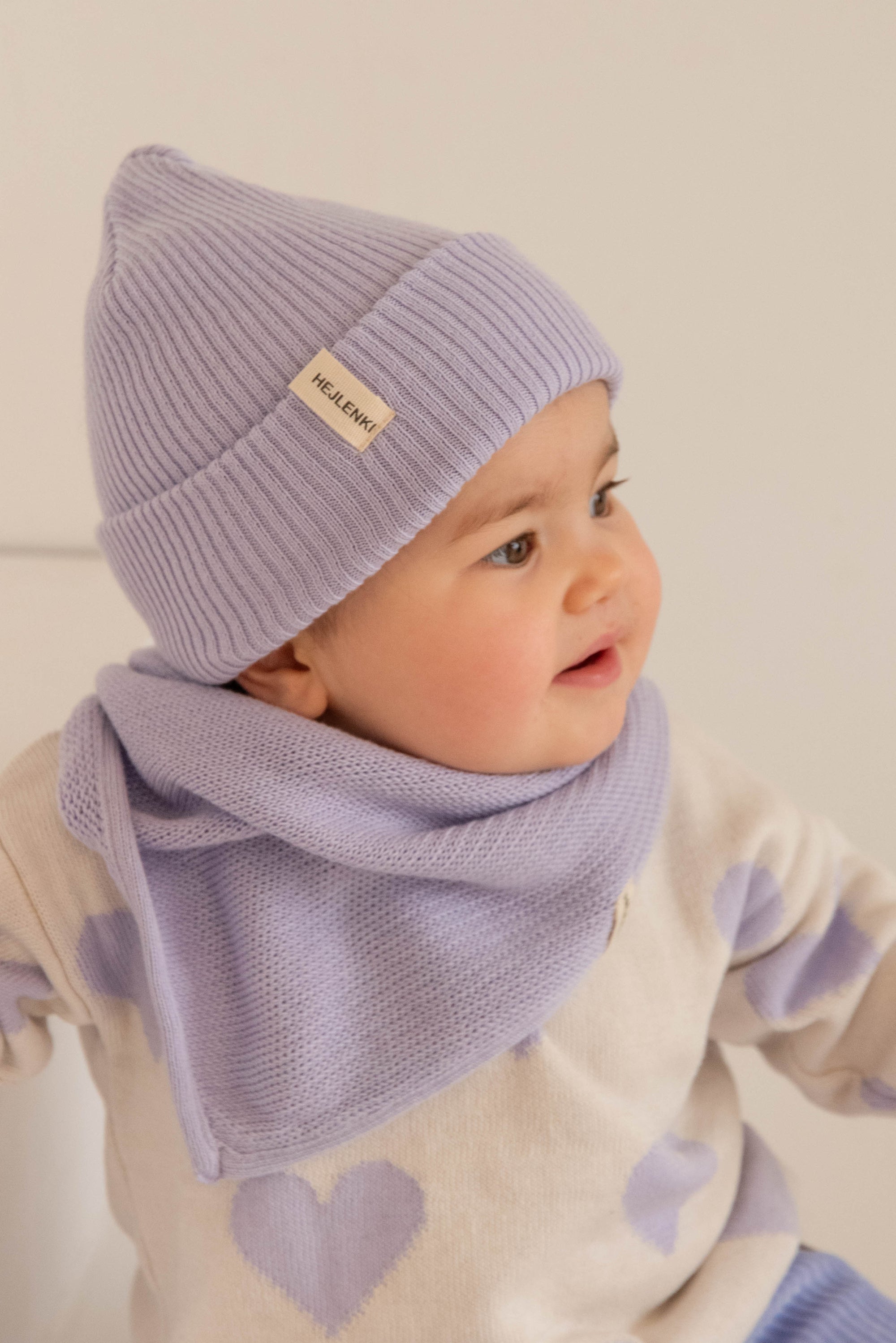 KNIT BEANIE LAVENDER CREAM