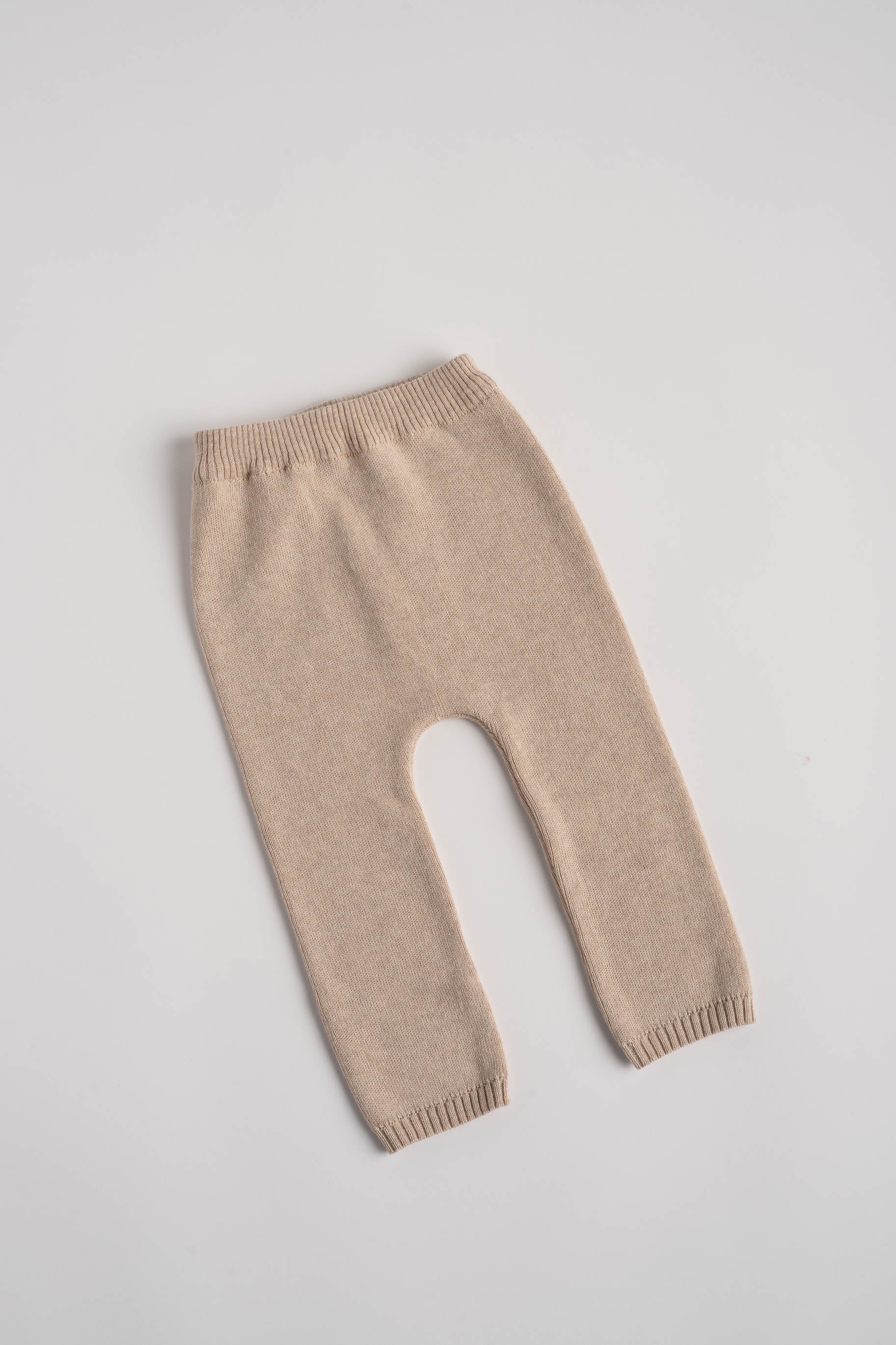 COTTON KNIT LEGGINGS BEIGE