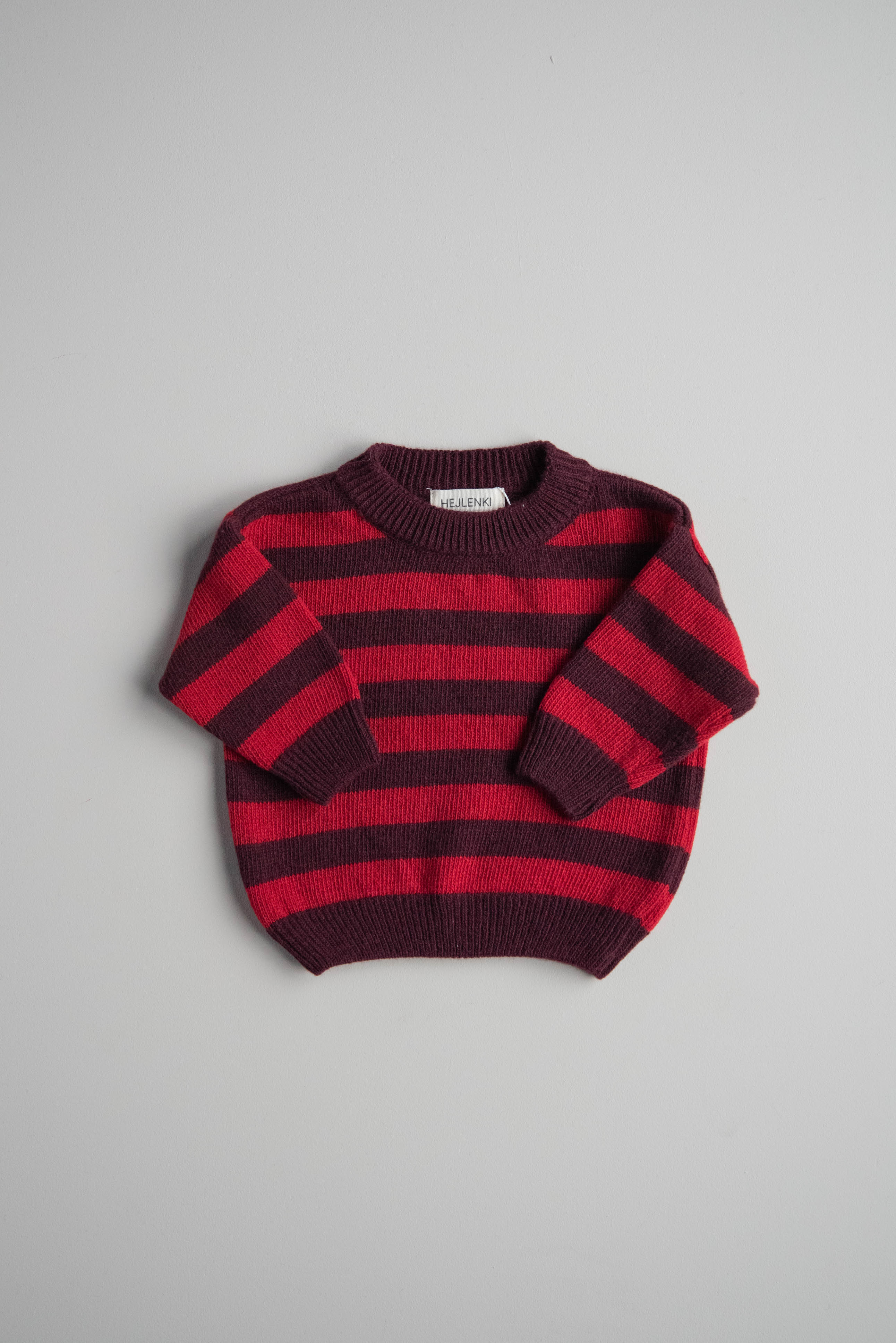 WOOL KNIT PULLI STRIPED BURGUNDY/CHERRY