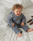 ORGANIC FLEECE OVERALL DUSTY BLUE